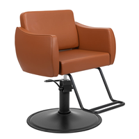 Fauteuil de salon de coiffure de luxe beige, fauteuil de coiffure hydraulique à hauteur réglable, fauteuil de coiffage rotatif à 360 degrés pour salon de barbier