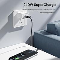 Câble de données magnétique USB-C 240W en nylon tressé, charge rapide 5A, 2-en-1 Type-C pour iOS, Android, ordinateurs portables, iPad, téléphones mobiles