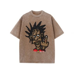 Camiseta de algodón puro Retro para hombre personalizada de fábrica, estampado callejero, tejido lavado con ácido, ajuste de gran tamaño para venta al por mayor - Product Image 2