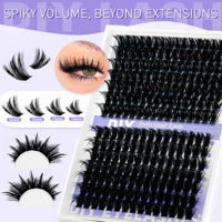 Bulu Mata Cluster Spiky Volume DIY Ekstensi Bulu Mata Individual Panjang 10-16mm Bulu Mata Cluster Tipis Spiky Kemasan Kustom Logo