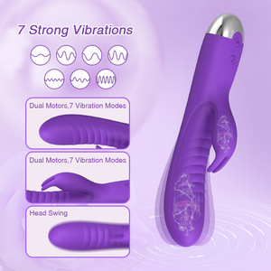 Vibrateur Lapin pour Femmes, Stimulation Double Point G et Clitoris, Vibrations Puissantes Oscillantes et Sinueuses, Jouet Sexuel en Silicone Rechargeable - Product Image 2