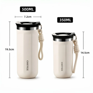 Vaso Térmico de Acero Inoxidable de 350 ml/500 ml con Tapa y Asa de Cuerda, Taza de Viaje Portátil para Auto y Oficina - Product Image 3