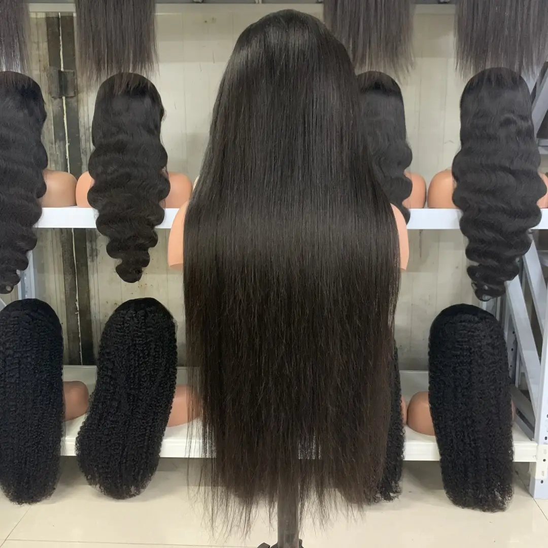 Оптовая продажа, Необработанные индийские натуральные человеческие волосы 180% плотности, полное кружево, натуральное прозрачное кружево, длинное 180% плотность, полное кружево
