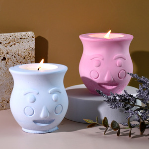 Diy Glue Mold Facial Expression Aromatherapy Candlestick <b>Silicone</b> Mold Succulent Gypsum Flower Pot Mold - Product Image 5