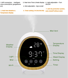 <span class=keywords><strong>Diffusore</strong></span> di Oli Essenziali Digitale WiFi da 200ml con Sveglia, Controllo <span class=keywords><strong>Alexa</strong></span> e App Tuya, Display Meteo e Funzione Aroma - Product Image 3