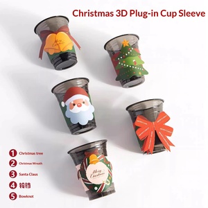 Manchon de tasse de Noël 3D jetable de forme spéciale, étiquette de tasse festive de Noël et du Nouvel An avec impression - Product Image 3