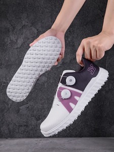 Zapatos de Golf Blancos con Detalles Morados, Suela de Goma, Unisex, Transpirables, Deportivos, para Primavera - Product Image 6
