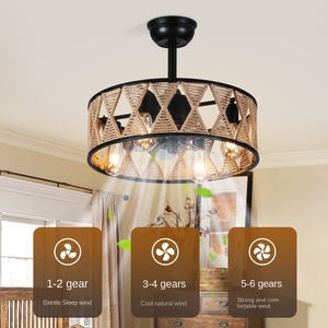 Lujosa lámpara de ventilador de techo LED de diseño moderno dorado con cuerpo de ABS 5 aspas para comedor y sala de estar Decoración de hotel - Product Image 5