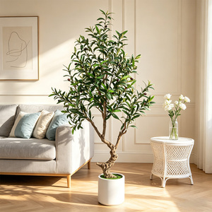 Premium Large Faux Mediterranean <strong>Olive</strong> <strong>Tree</strong> Natural Wood Trunk Hotel Home Decor - Product Image 4