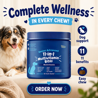 Complément alimentaire pour animaux de compagnie, vitamines à mâcher multivitaminées 11-en-1 pour chiens, haute teneur en protéines, pour la santé de la peau et des articulations, étiquette privée OEM ODM personnalisée