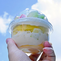 Petits Gobelets à Gâteau Jetables Personnalisés 240ml, Conteneur Alimentaire Transparent en Forme de U, Gobelets à Dessert Mignons en Plastique pour Crème Glacée avec Couvercles
