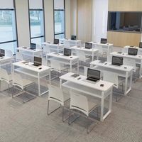 Combinaison Table et Chaise de Formation Commerciale Moderne et Minimaliste pour Salle de Classe Éducative, Bureau Double Démontable et Mobile
