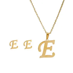EW-Colgante de acero inoxidable 26 English letter PITletter juego de collar con letras uroeuropeo y ericmerico, collar y pendientes de joyería popular S