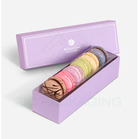 Boîtes à macarons à tiroir coulissant 6 pièces en papier, avec logo en feuille d'argent – Vente chaude