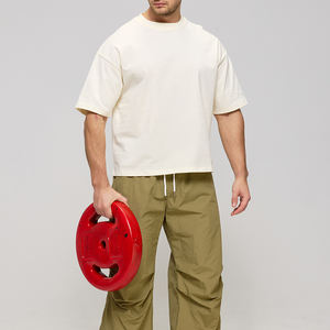 Мужские укороченные футболки оверсайз из 100% хлопка 260 г, спортивные, с цифровой и трафаретной печатью для фитнеса и тренажерного зала - Product Image 2