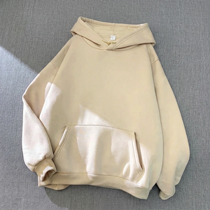Men's Oversized Hooded Sweatshirt Solid Blue Color Cotton French Terry Casual Autumn Wear Pocket Long Sleeve Regular Fit 2027 - Product Image 3