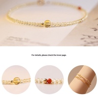 Bracelet en citrine naturelle de 2 mm avec perle en or 14 carats pour femme, bijoux en pierres précieuses pour anniversaire