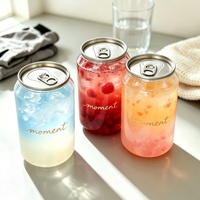 Bouteille en PET transparente jetable YW avec anneau de traction, pot en plastique pour thé aux bulles, jus de fruits, soda, boissons froides, canettes PET personnalisées imprimées