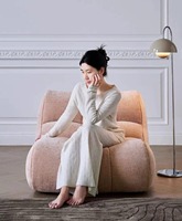 DISHI Fauteuil de salon minimaliste moderne en tissu compressé sous vide, fauteuil inclinable carré pour salon
