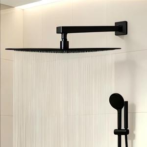 Brazo Extensor de Ducha de 16 Pulgadas, Negro Mate, para Montaje en Pared, Tubo Extensor de Acero Inoxidable con Salida Única para Ducha de Baño - Product Image 1