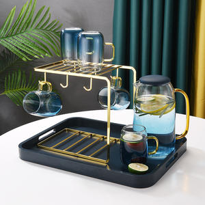 Portavasos de hierro dorado de doble capa, 23,4x12,9x18,8 cm, para estante de almacenamiento de cocina con diseño invertido - Product Image 2