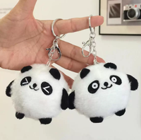 Ensemble de porte-clés en peluche Panda, pompon sphérique en fourrure, porte-clés mignon en peluche, OEM ODM, vente en gros personnalisée