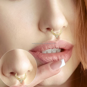 Custom <strong>14K</strong> Solid Yellow Gold Body Jewelry Fashionable Cartilage Earring Clip &amp; <strong>Nose</strong> Ring Piercing Seamless Jewelry - Product Image 5