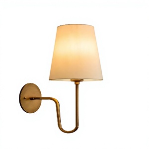 Antique Plated Brass <b>Wall</b> <b>Sconce</b> Linen Shade Polished Metal Lighting Fixture French <b>Wall</b> Lamp for Halloween Calvin - Product Image 3