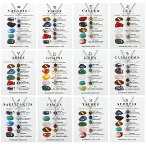 Nuevo estilo, sodalita, amatista, piedra de <span class=keywords><strong>ojo</strong></span> de Tigre, 12 Constelaciones, collar de cadena de clavícula para mujer, collar de acero inoxidable con tarjetas - Product Image 1