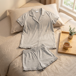 Home Wear 100% Cotton Terry Solid Women's <b>Pyjamas</b> Plus Size Elastic Waist Knee Length Breathable Soft High Quality - Product Image 3