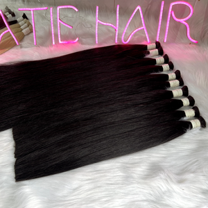 Extensiones de cabello humano natural liso vietnamita, color personalizado, 100% cutícula alineada, natural, virgen, a granel - Product Image 4