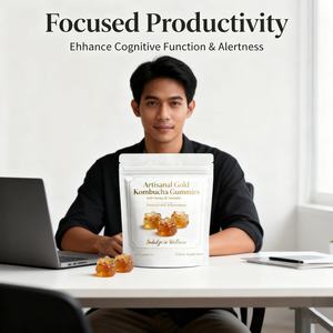 OEM/ODM kustom madu Kombucha Gummies dengan kunyit untuk pemulihan energi dewasa, kesehatan Gut & anti-inflamasi Vegan Gummy - Product Image 5