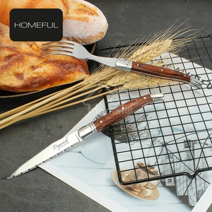 Ensemble de couverts de luxe <span class=keywords><strong>Laguiole</strong></span> en acier inoxydable, couteau et <span class=keywords><strong>fourchette</strong></span> à steak, couverts avec <span class=keywords><strong>manche</strong></span> en <span class=keywords><strong>bois</strong></span> Pakka poli miroir pour 6/24 pièces - Product Image 2