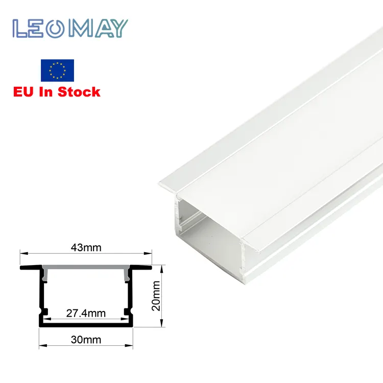 ЕС прямые продажи индивидуальный размер светодиодный алюминиевый канал диффузор встраиваемый алюминиевый профиль светодиодные полосы
