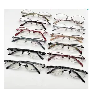Voorraadopruiming Goedkope Prijs Half-Rim Mode Brillen Brillen Monturen Metalen Brillen Optische Frames Voor Dames
