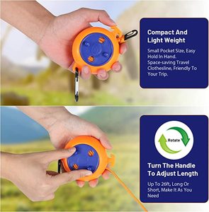Corde à <span class=keywords><strong>linge</strong></span> de voyage portable de camping réglable, pour voyage d'hôtel, croisière, extérieur/intérieur, avec 20 clips et 8 boucles de retenue - Product Image 5