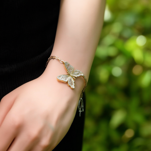 Fashion Charm <b>Bracelet</b> PVD Gold Plated 316L Stainless Steel Heart Butterfly Design Women Jewelry - Product Image 3