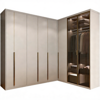 Armoire de rangement grande capacité pour chambre à coucher, à montage facile, finition haute brillance avec éclairage LED et poignée intégrée