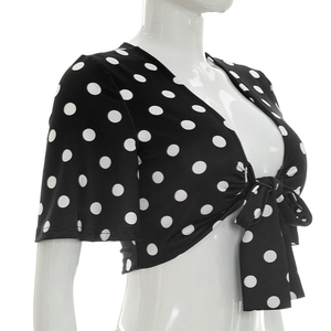 Viviblook D26TP120 Top corto ajustado con estampado de lunares y manga corta para mujer, novedad de verano, Sexy, para mujer - Product Image 5