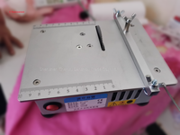 Gergaji meja Mini Desktop rumah tangga 220V, bubut pertukangan DIY, dapat melihat kayu, paduan aluminium, PCB, akrilik
