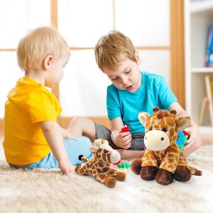 JUSTQUNSEEN, 2 uds., juego de juguetes de animales de peluche de jirafa de 8 pulgadas, bolsa de felpa suave, animales realistas, regalos para niñas, bonitos - Product Image 3