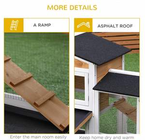 <span class=keywords><strong>Cage</strong></span> à lapins et cochons <span class=keywords><strong>d</strong></span>'<span class=keywords><strong>Inde</strong></span> en bois de 62 pouces avec portes verrouillables, plateau amovible, toit en asphalte, conception multi-niveaux, pour usage extérieur - Product Image 6