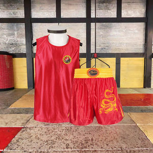 Shorts de Wushu Sanda de qualité professionnelle unisexe, respirants, 100% polyester, uniforme de boxe Muay Thai avec logo frontal pour adultes - Product Image 3