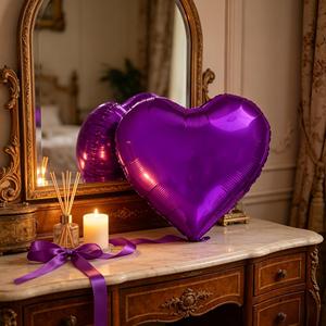 Party Love Lightweight and simple to inflate Balloon Foil Heart Purple 18 Inch 12 Pcs Bag elegant purple heart-shaped ballon - Product Image 4