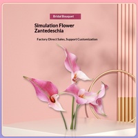 EG-L144 Bouquet de lys calla artificiels de haute qualité, toucher réel, 2 têtes, pour arrangements floraux de mariage et décoration intérieure