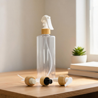 Botol Sampo & Losion Tubuh 300Ml 500Ml Botol Plastik Sabun Cuci Tangan dengan Pompa Bambu Botol Losion Kamar Mandi Kamar Tidur Dapur