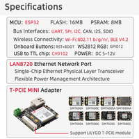Carte de développement IoT LILYGO ESP32 LAN8720 avec port réseau Ethernet, Wifi, Bluetooth pour module SIM T-PCIE, appareils programmables