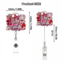 Porte-badge en acrylique personnalisé pour infirmières et médecins, avec clip à pression facile à retirer, paillettes, étiquette de badge de poitrine portable
