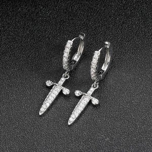Pendientes de Espada BES Estilo <span class=keywords><strong>Rock</strong></span> N Roll, Diseño de Hoja Afilada, Microincrustaciones de Circonita Cúbica, Joyería Punk Rebelde Hip Hop para Hombre y Mujer, de Fábrica - Product Image 5