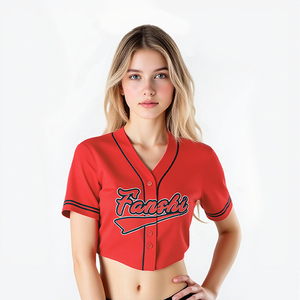 <span class=keywords><strong>Maillot</strong></span> de <span class=keywords><strong>baseball</strong></span> court personnalisé à séchage rapide, sublimation teintée, pour filles et femmes, uniforme de cheerleading avec logo d'équipe brodé - Product Image 1